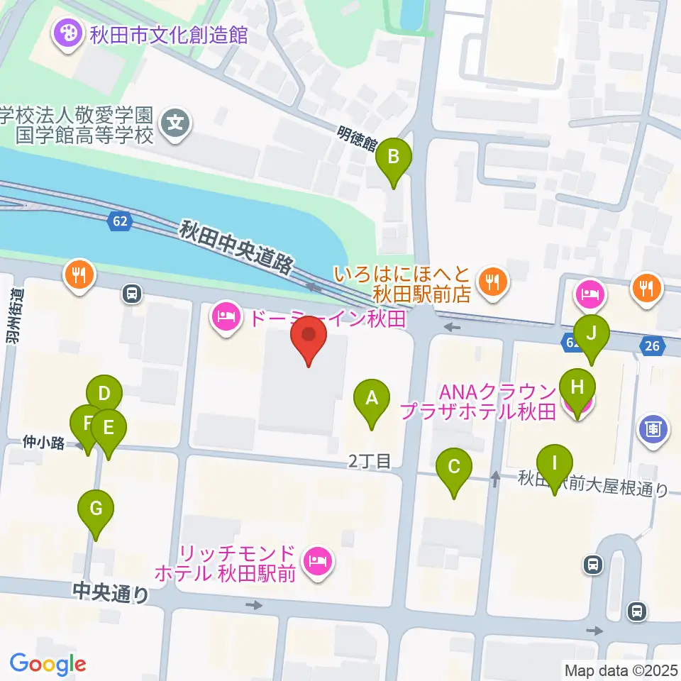 秋田アトリオン周辺のカフェ一覧地図