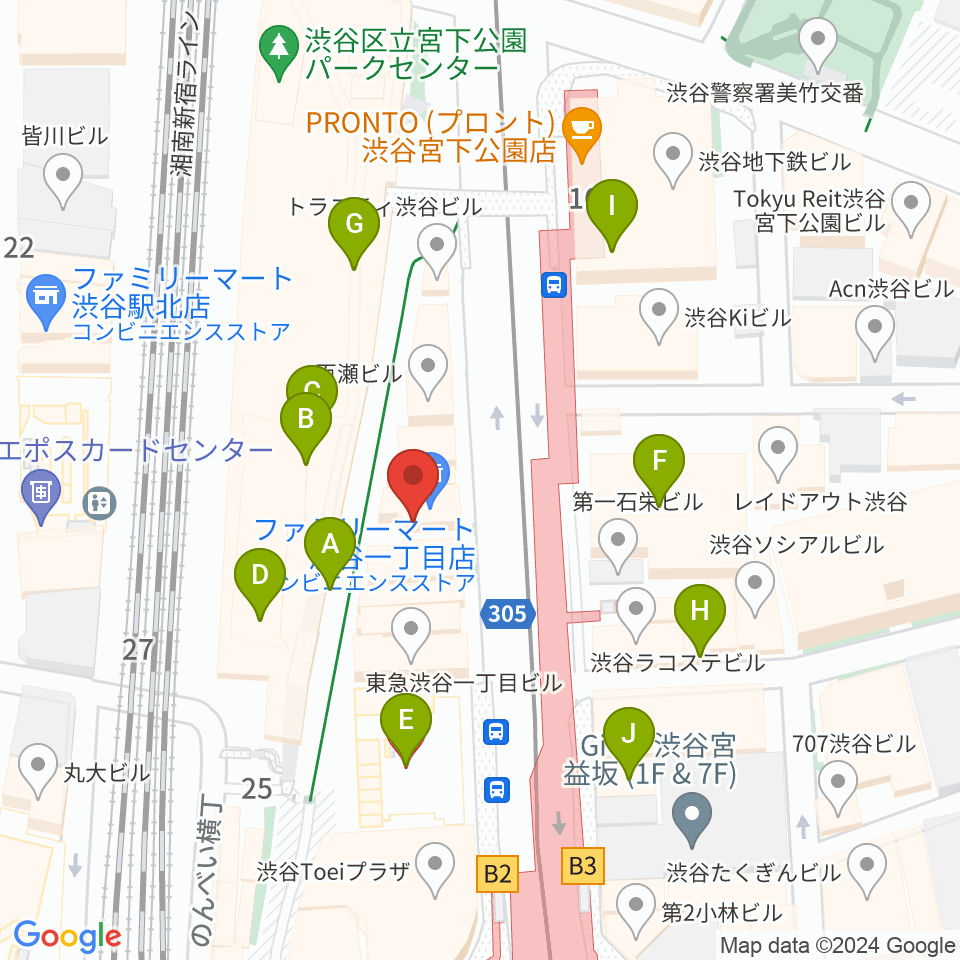 渋谷マトリクススタジオ周辺のカフェ一覧地図