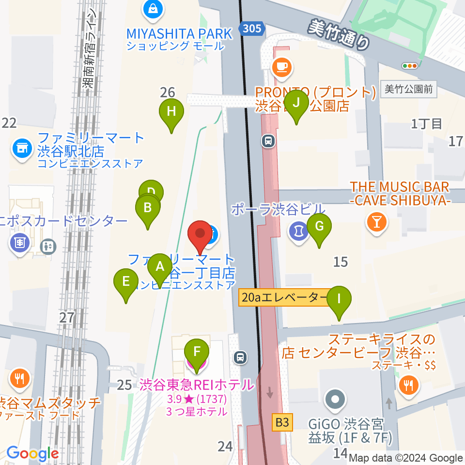 渋谷マトリクススタジオ周辺のカフェ一覧地図