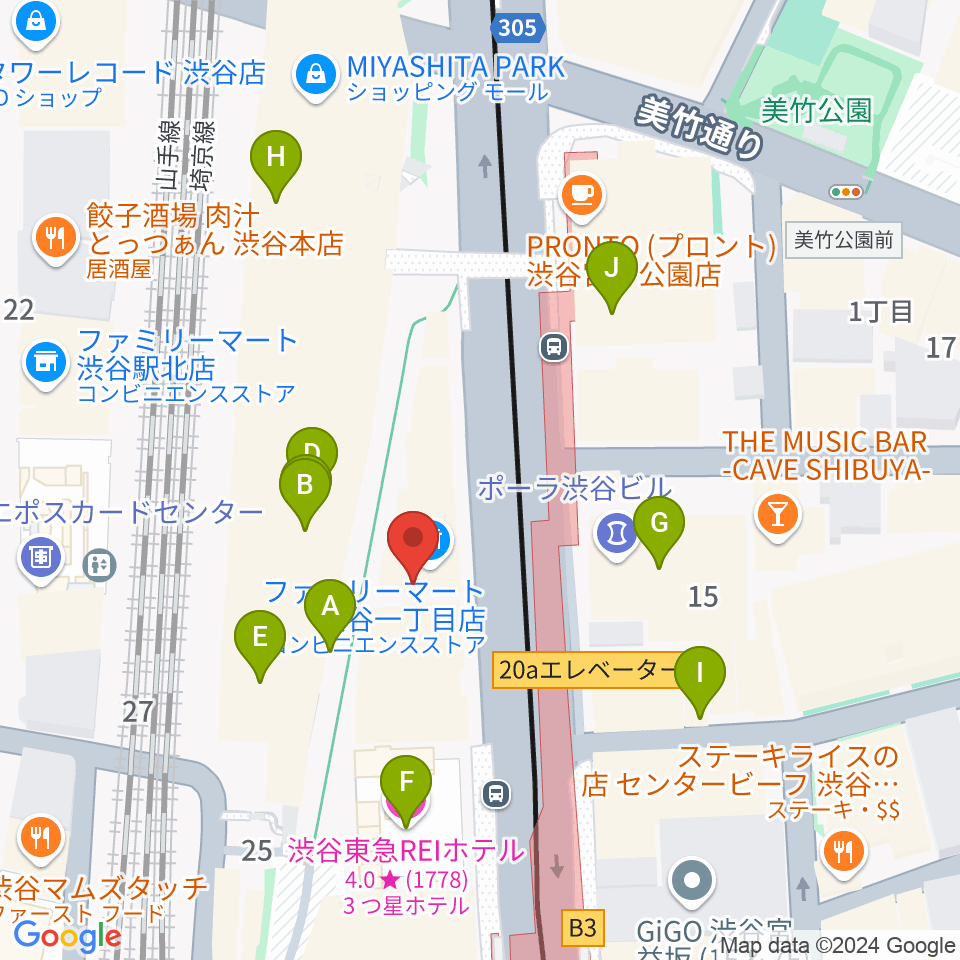 渋谷マトリクススタジオ周辺のカフェ一覧地図