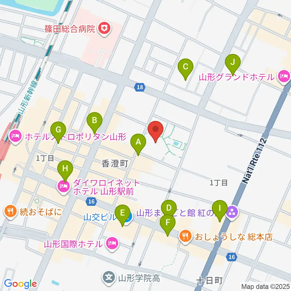 山形市民会館周辺のカフェ一覧地図