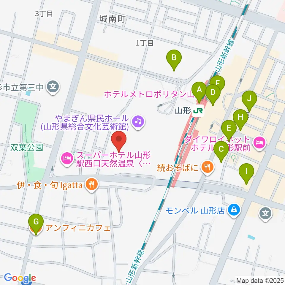 山形テルサホール周辺のカフェ一覧地図