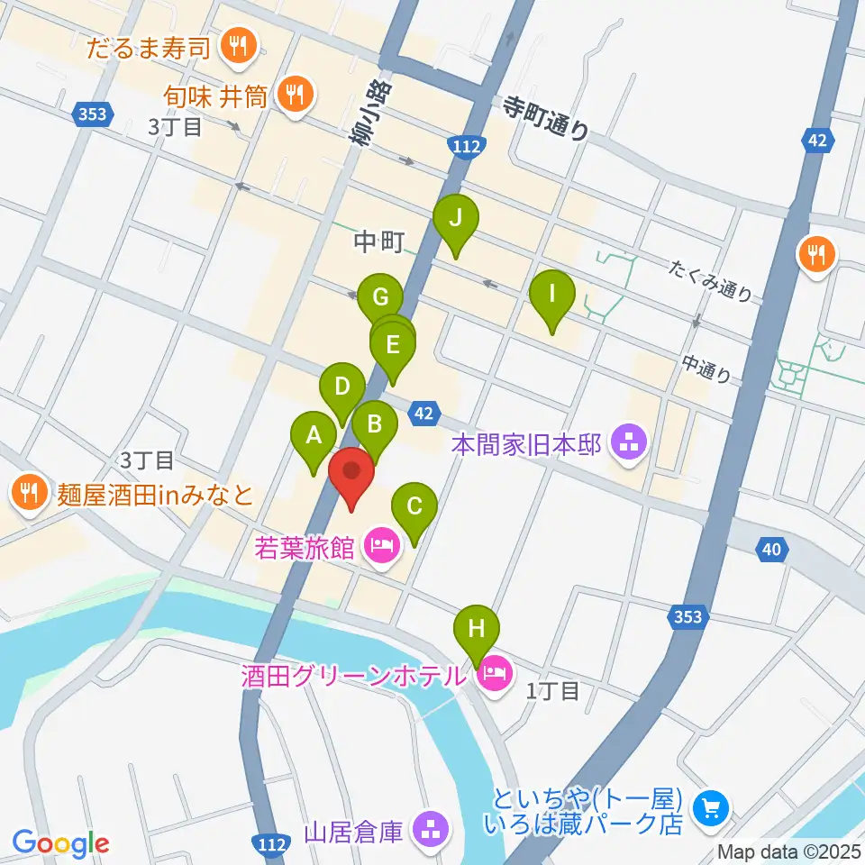 酒田市民会館 希望ホール周辺のカフェ一覧地図