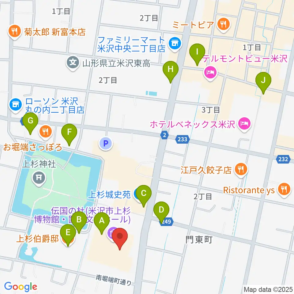 伝国の杜 置賜文化ホール周辺のカフェ一覧地図