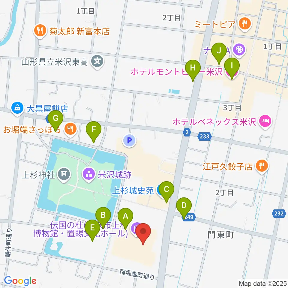 伝国の杜 置賜文化ホール周辺のカフェ一覧地図