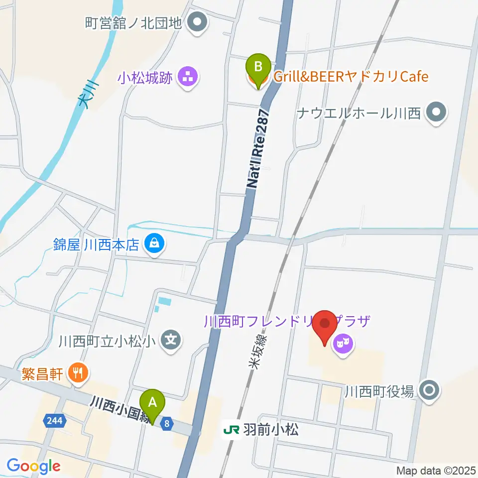 川西町フレンドリープラザ周辺のカフェ一覧地図