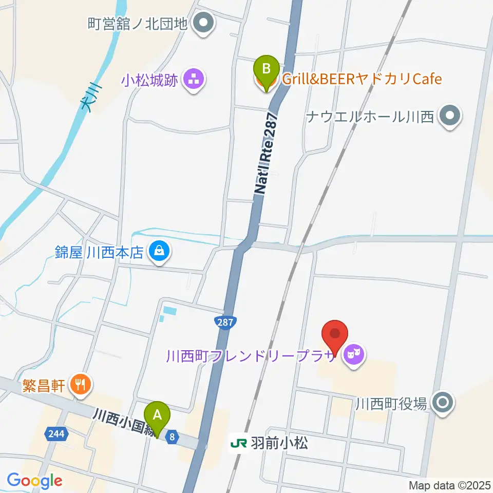 川西町フレンドリープラザ周辺のカフェ一覧地図