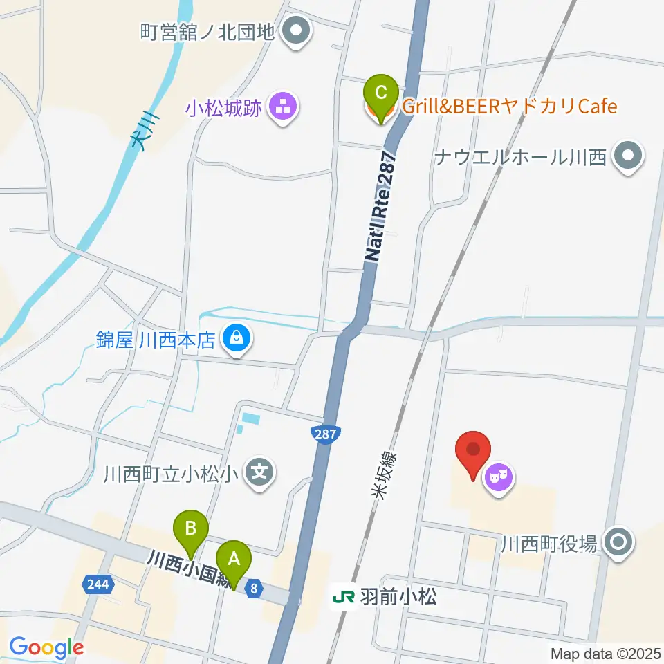 川西町フレンドリープラザ周辺のカフェ一覧地図