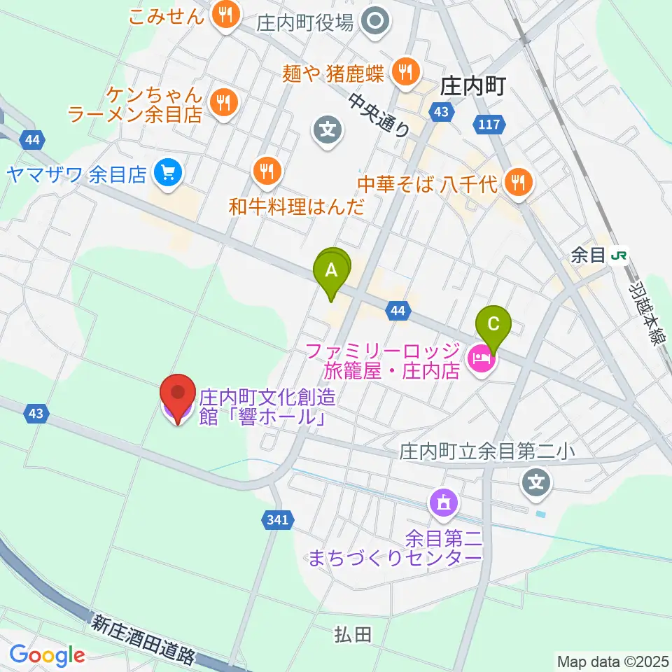 庄内町文化創造館 響ホール周辺のカフェ一覧地図