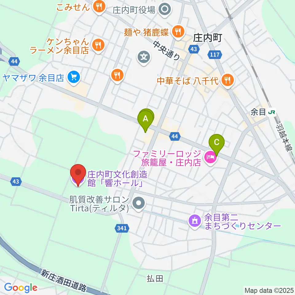 庄内町文化創造館 響ホール周辺のカフェ一覧地図