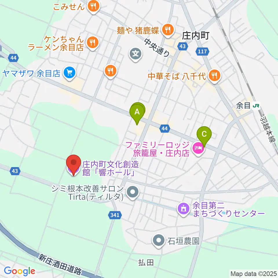 庄内町文化創造館 響ホール周辺のカフェ一覧地図