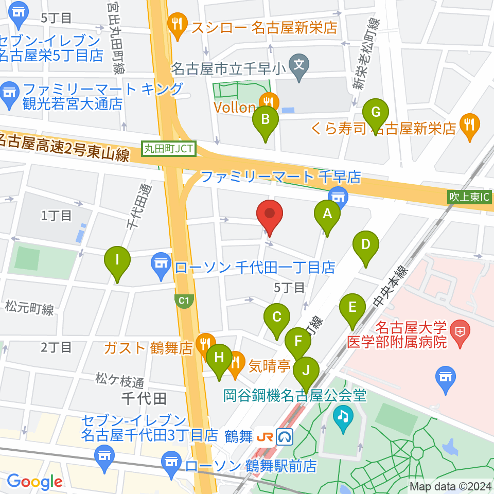 名鶴ダンスカンパニー周辺のカフェ一覧地図
