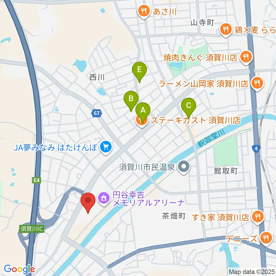 須賀川市文化センター周辺のカフェ一覧地図