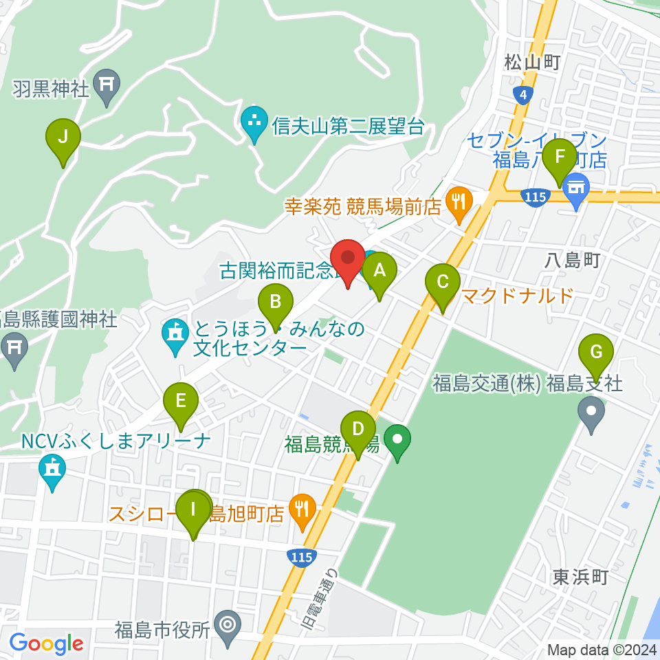 ふくしん夢の音楽堂周辺のカフェ一覧地図