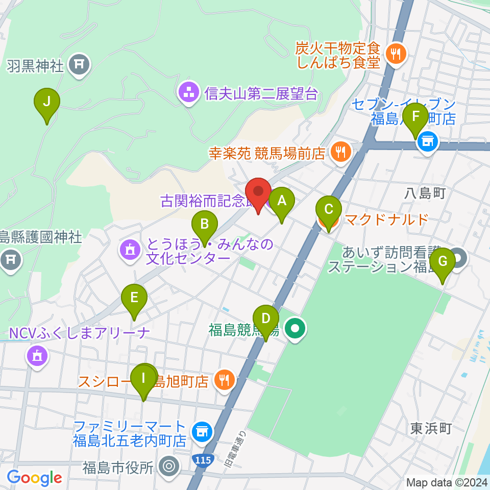 ふくしん夢の音楽堂周辺のカフェ一覧地図