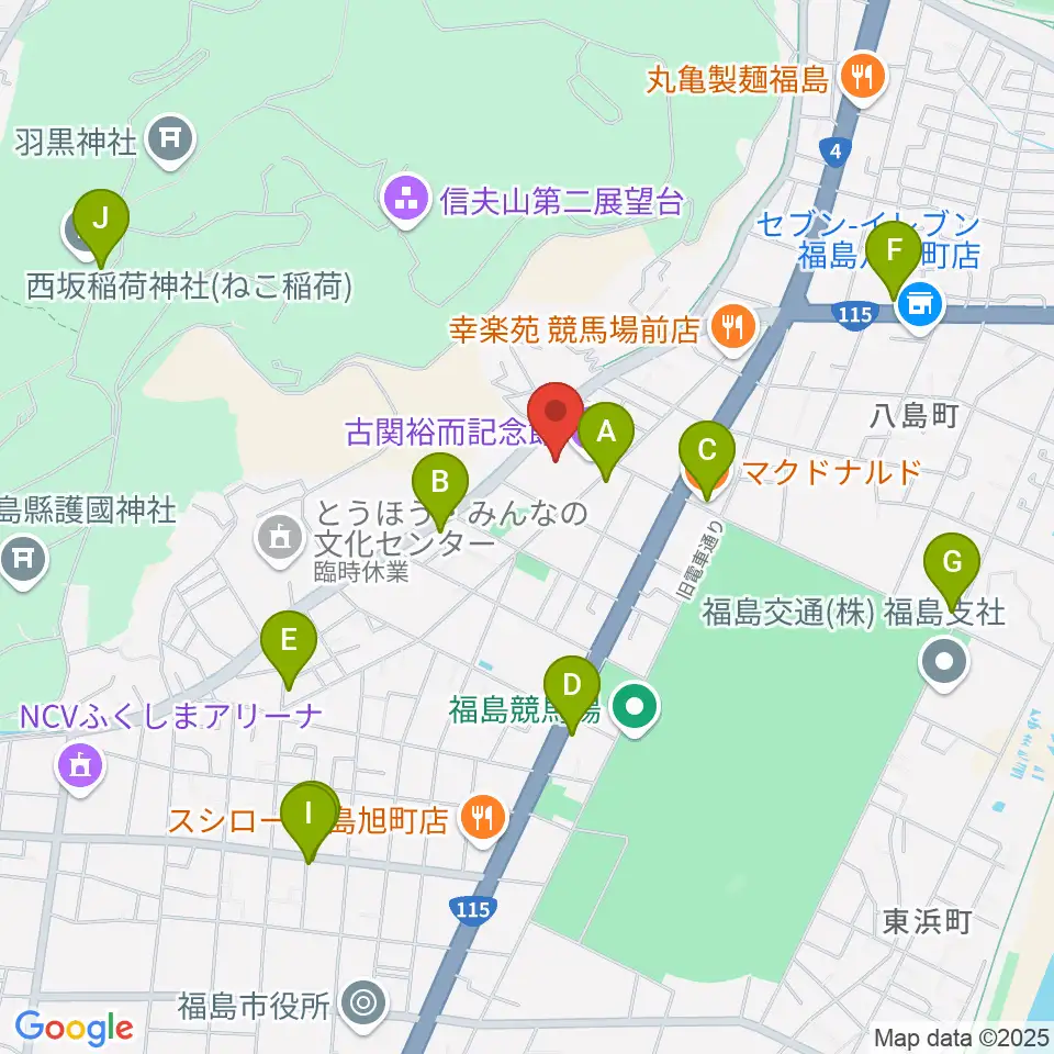 ふくしん夢の音楽堂周辺のカフェ一覧地図