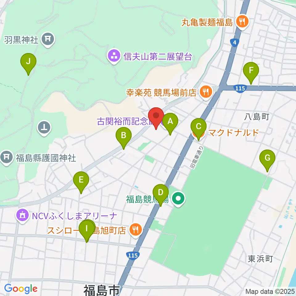 ふくしん夢の音楽堂周辺のカフェ一覧地図