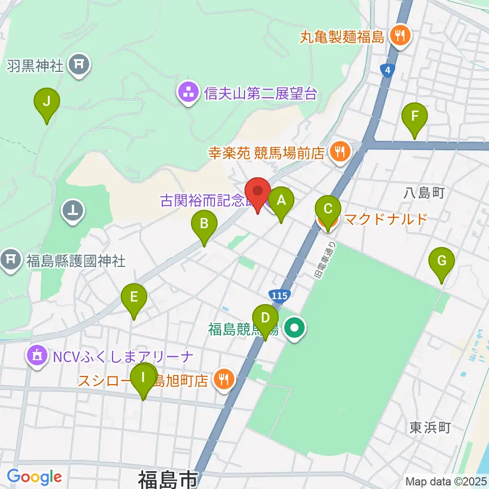 ふくしん夢の音楽堂周辺のカフェ一覧地図