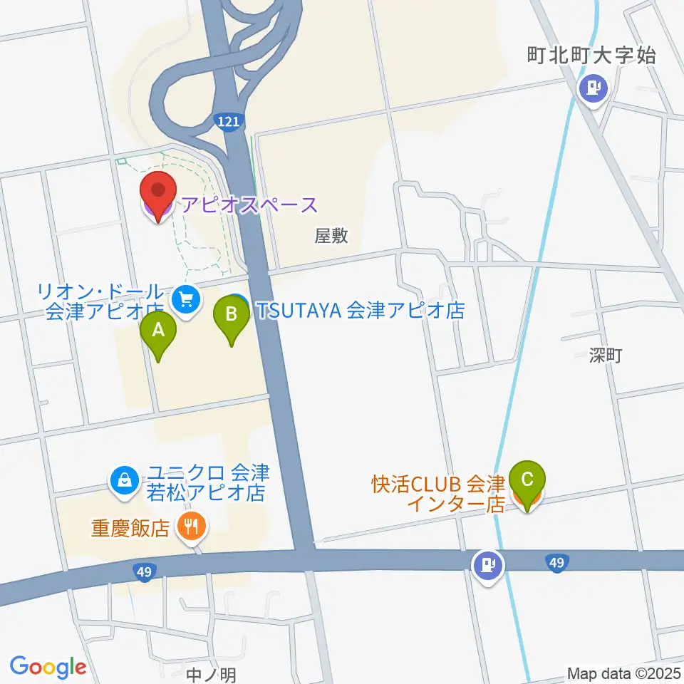 会津若松アピオスペース周辺のカフェ一覧地図
