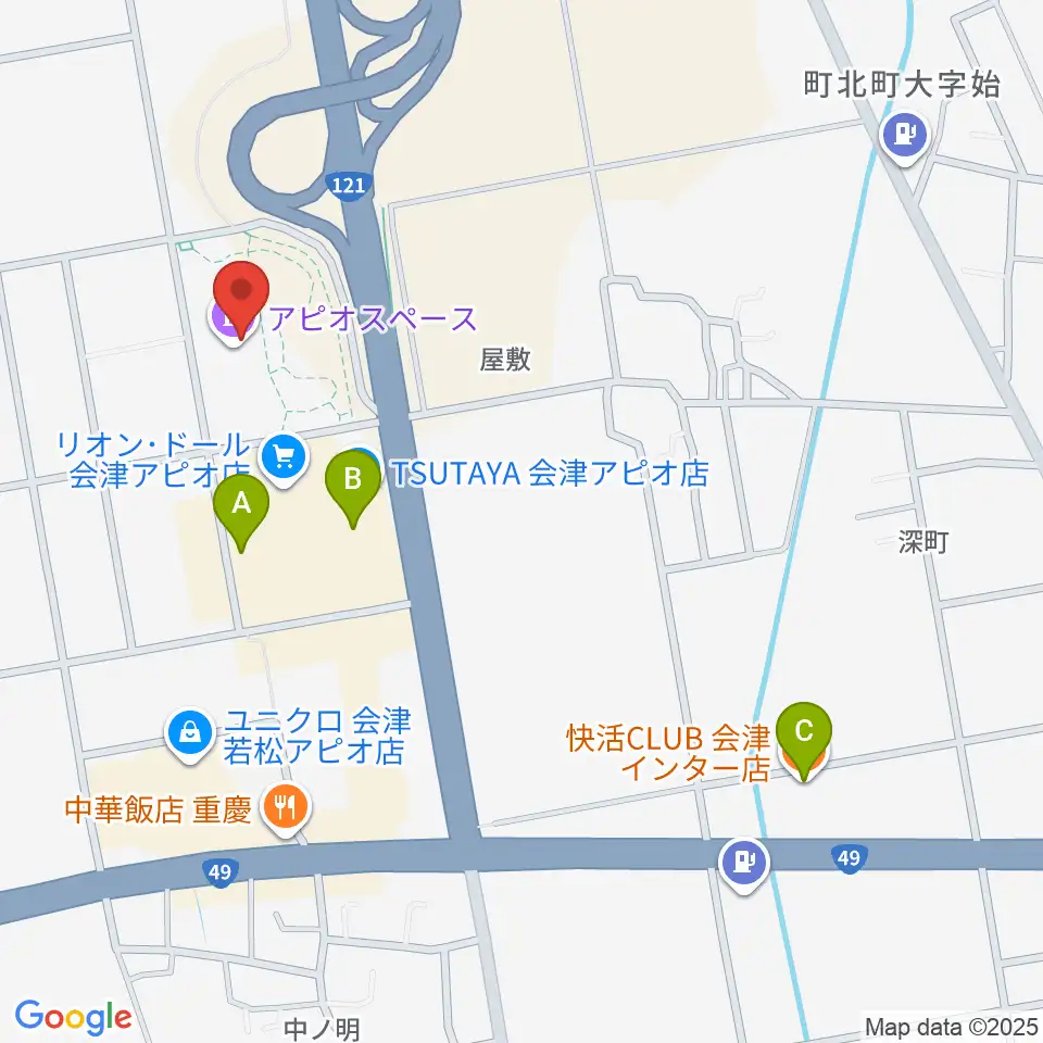 会津若松アピオスペース周辺のカフェ一覧地図