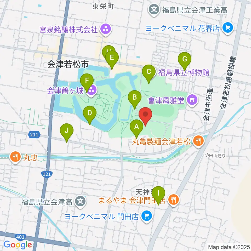 会津若松市文化センター周辺のカフェ一覧地図