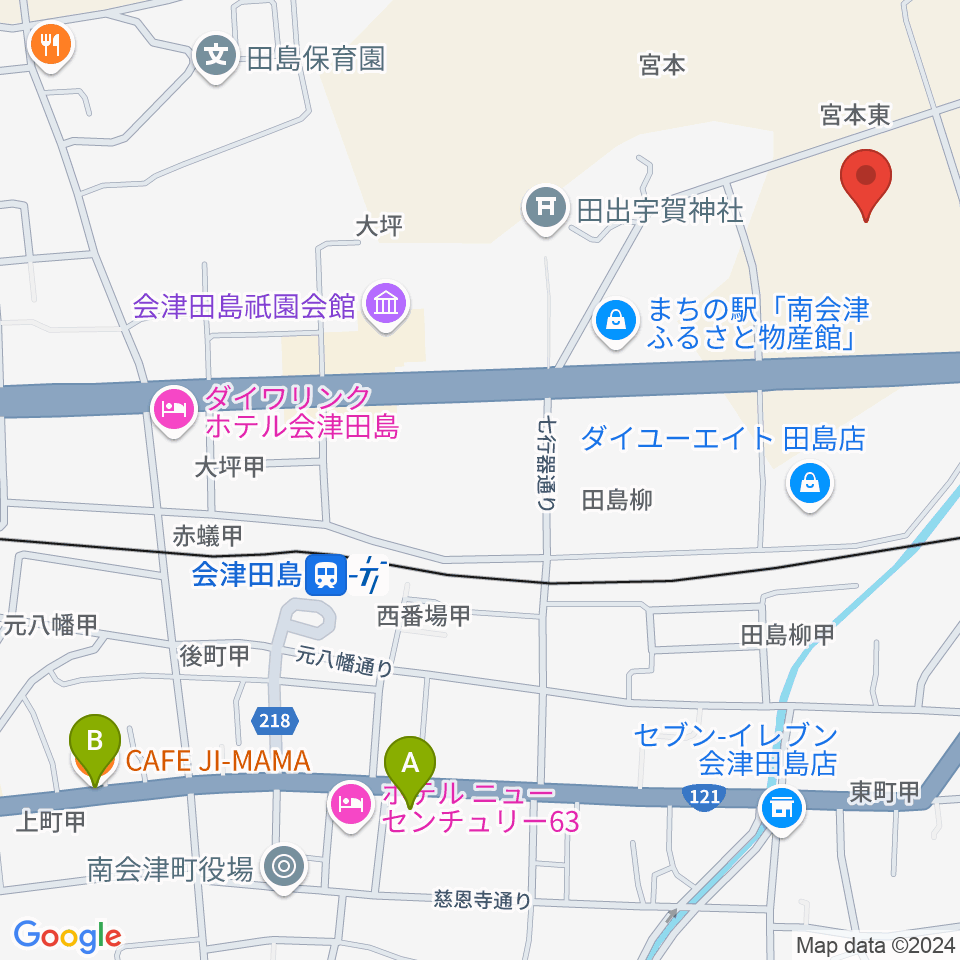 御蔵入交流館周辺のカフェ一覧地図