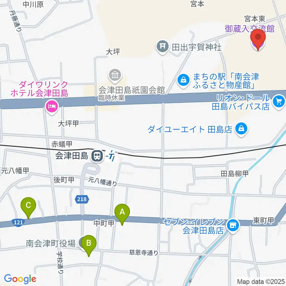 御蔵入交流館周辺のカフェ一覧地図