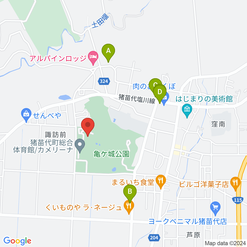 猪苗代町体験交流館周辺のカフェ一覧地図