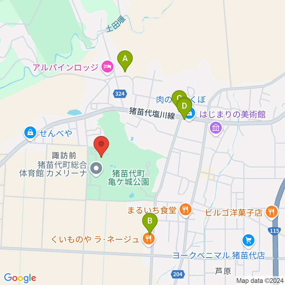 猪苗代町体験交流館周辺のカフェ一覧地図