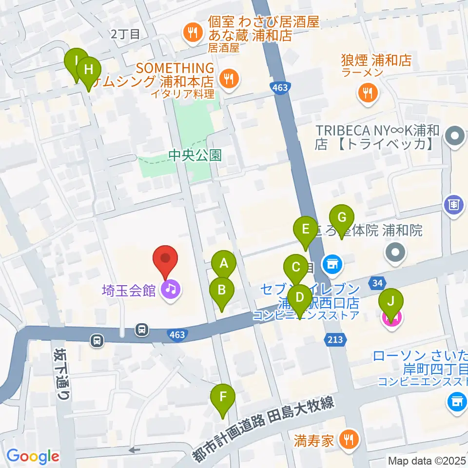 埼玉会館周辺のカフェ一覧地図