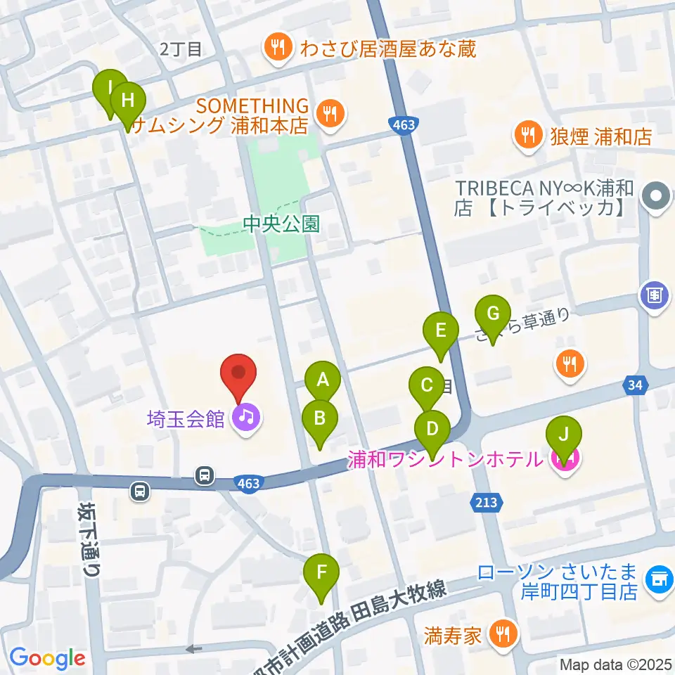 埼玉会館周辺のカフェ一覧地図