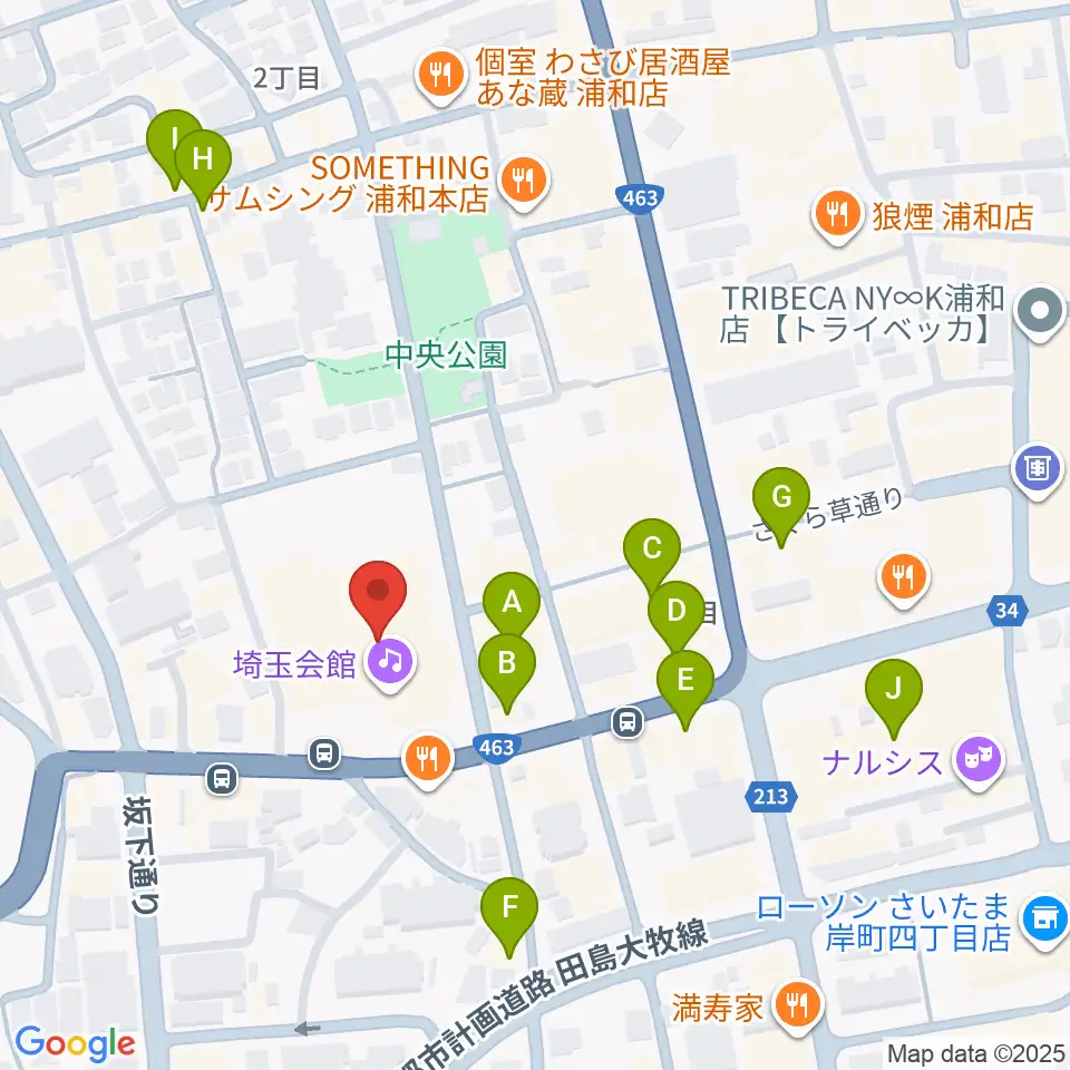 埼玉会館周辺のカフェ一覧地図