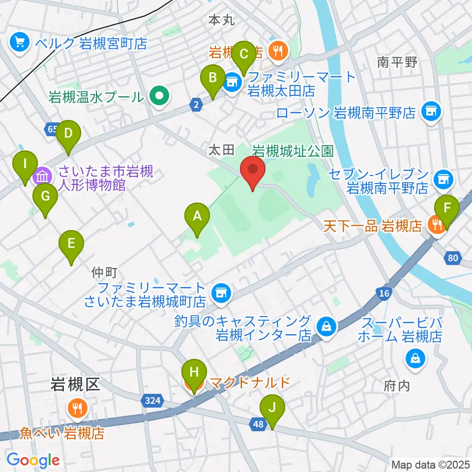 さいたま市民会館いわつき周辺のカフェ一覧地図