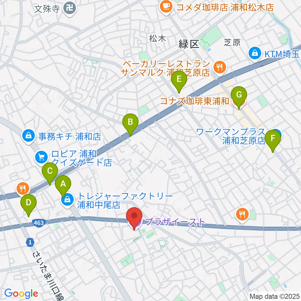 プラザイースト周辺のカフェ一覧地図