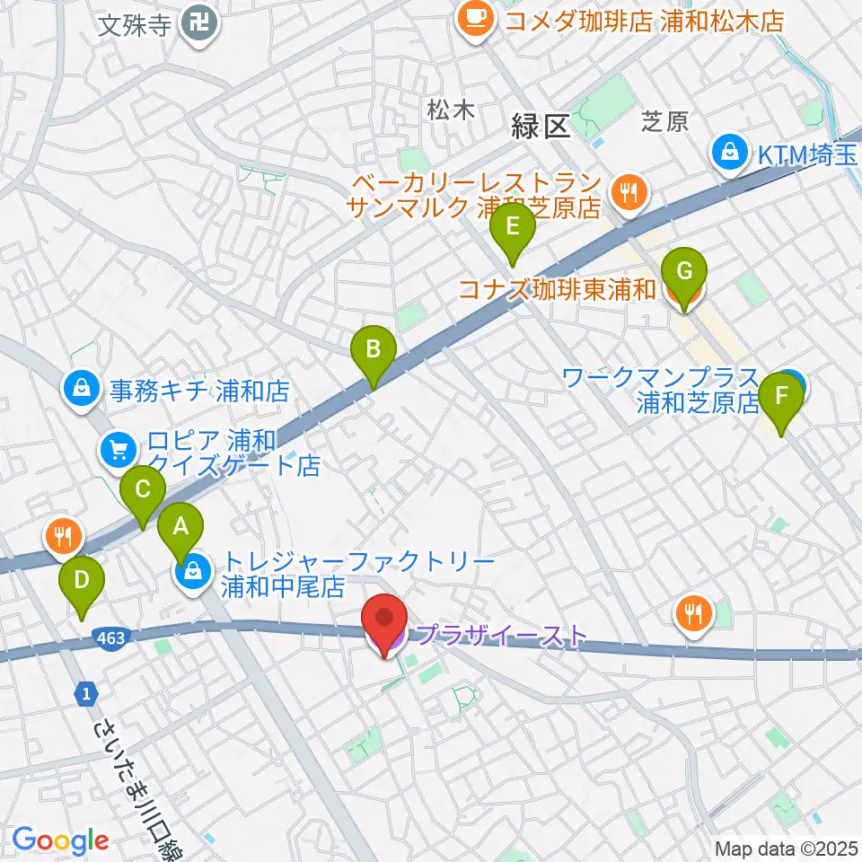 プラザイースト周辺のカフェ一覧地図