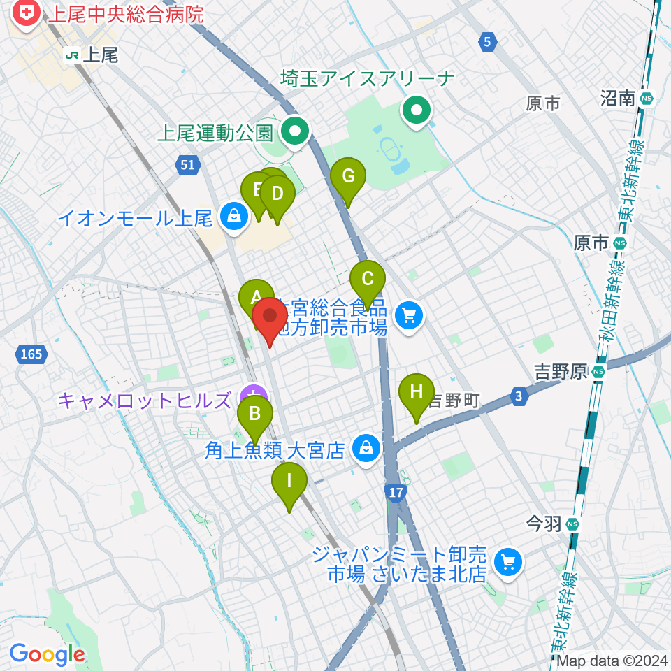 宮原コミュニティセンター 周辺のカフェ一覧地図