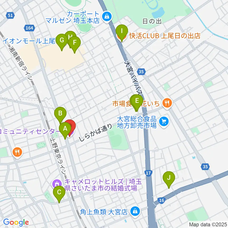 宮原コミュニティセンター 周辺のカフェ一覧地図