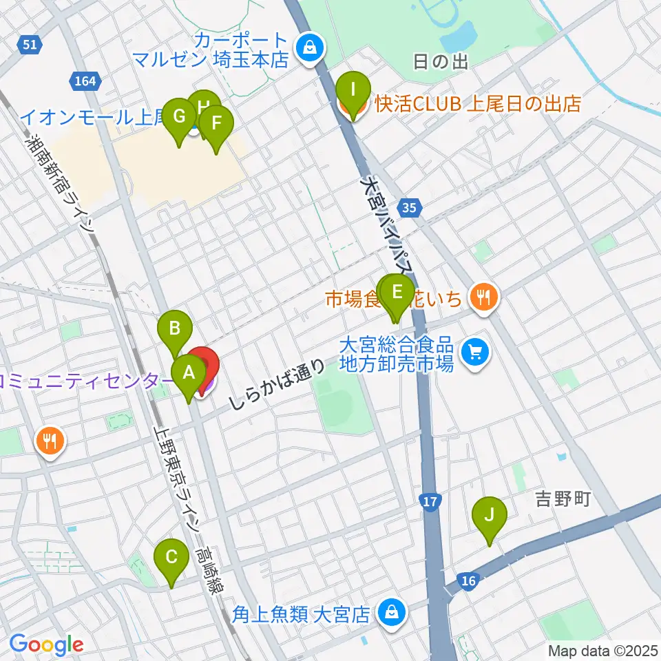 宮原コミュニティセンター 周辺のカフェ一覧地図