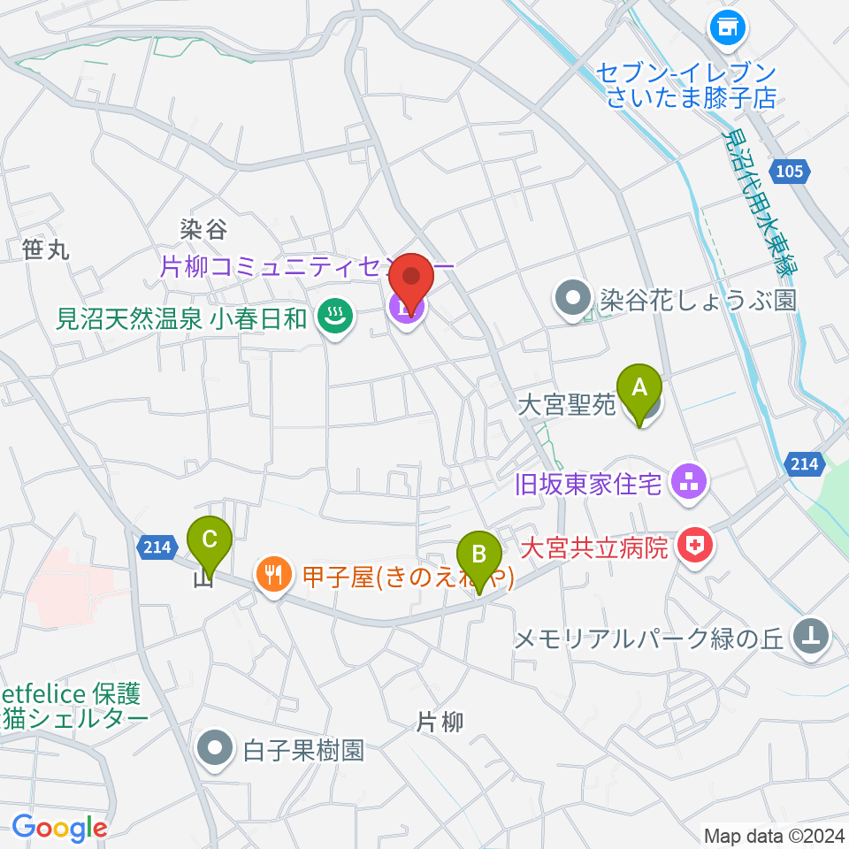 片柳コミュニティセンター 周辺のカフェ一覧地図