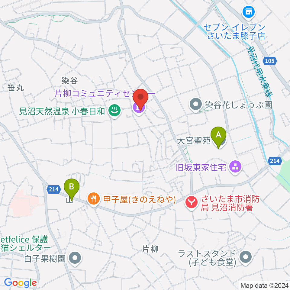 片柳コミュニティセンター 周辺のカフェ一覧地図