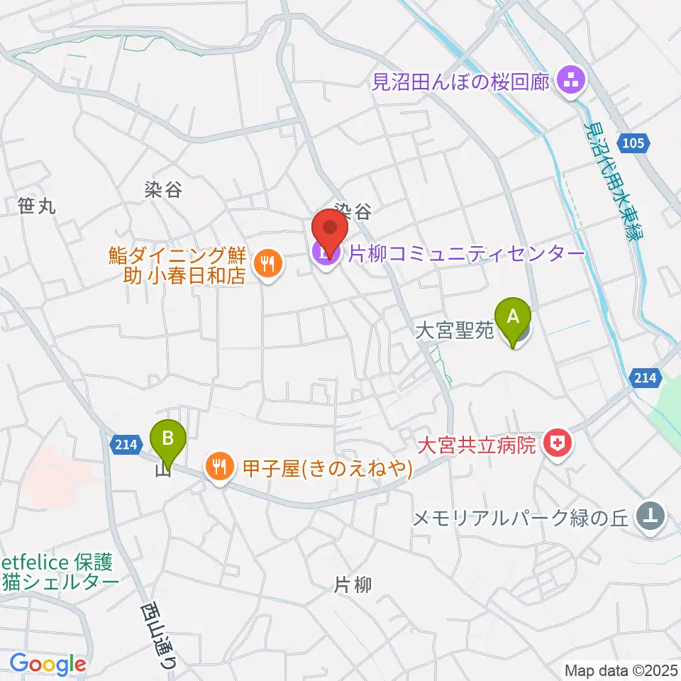 片柳コミュニティセンター 周辺のカフェ一覧地図