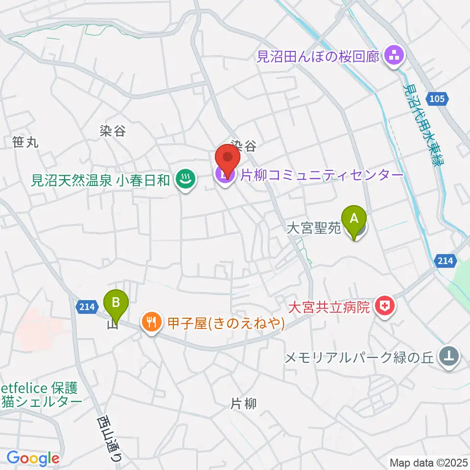 片柳コミュニティセンター 周辺のカフェ一覧地図