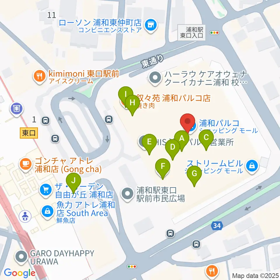 浦和コミュニティセンター周辺のカフェ一覧地図