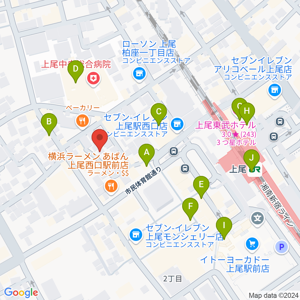 上尾エリントン周辺のカフェ一覧地図