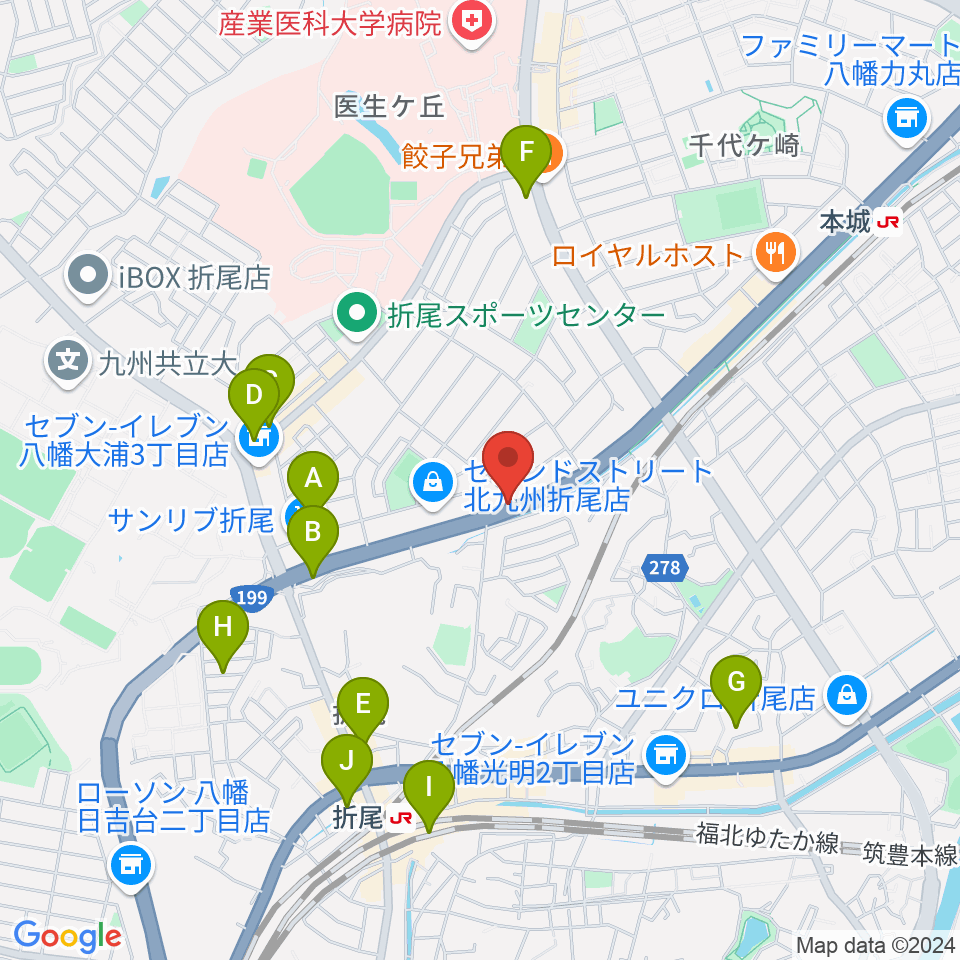 スタジオバンブー周辺のカフェ一覧地図