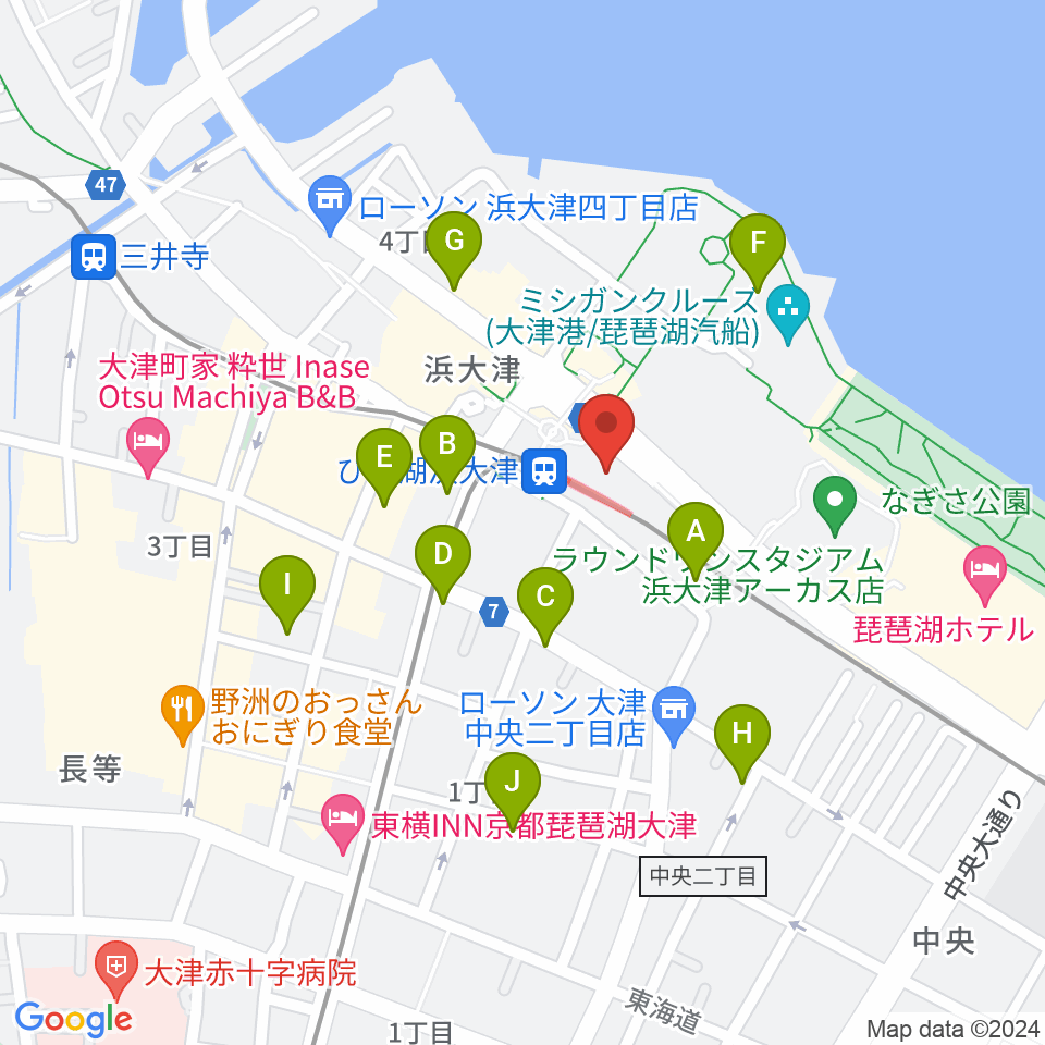スカイプラザ浜大津周辺のカフェ一覧地図