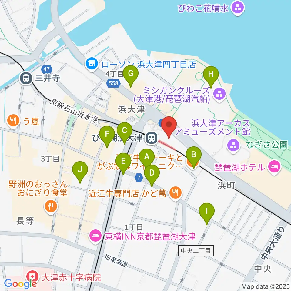 スカイプラザ浜大津周辺のカフェ一覧地図