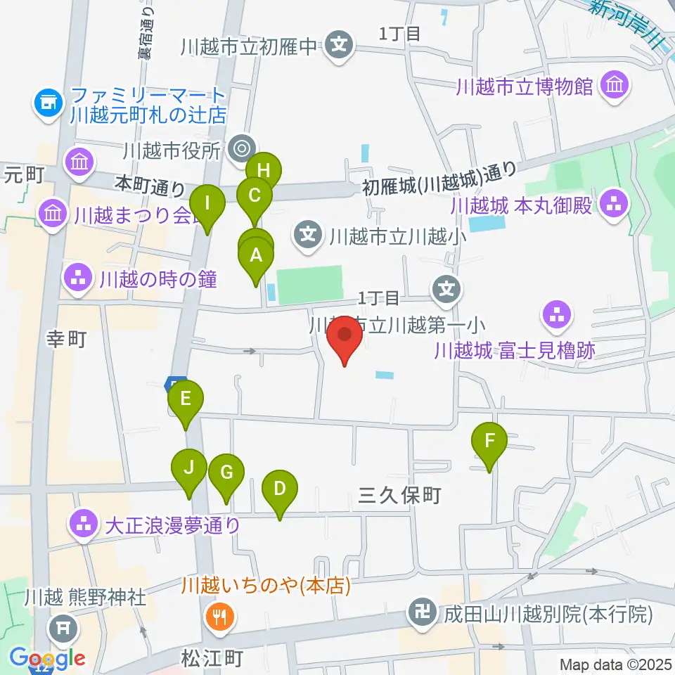 川越市やまぶき会館周辺のカフェ一覧地図