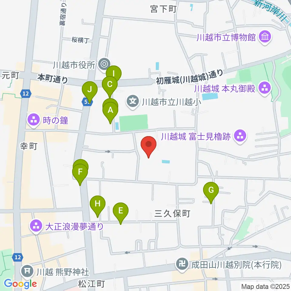 川越市やまぶき会館周辺のカフェ一覧地図