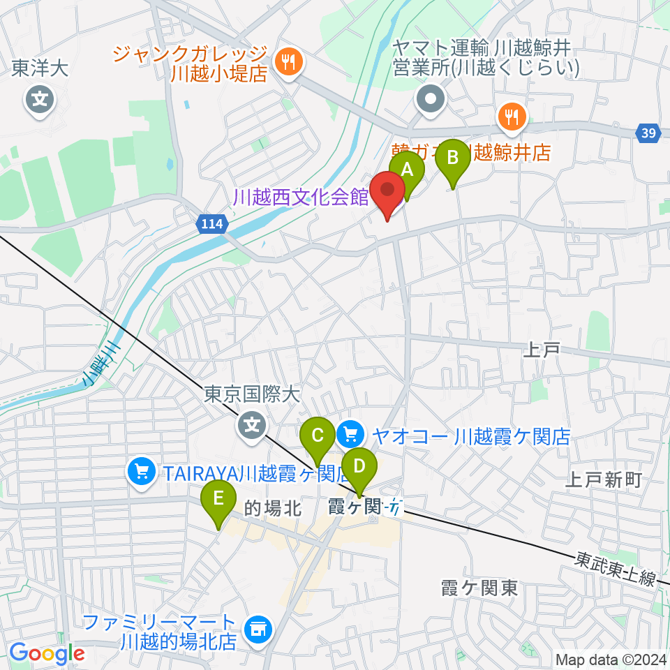 川越西文化会館（メルト）周辺のカフェ一覧地図